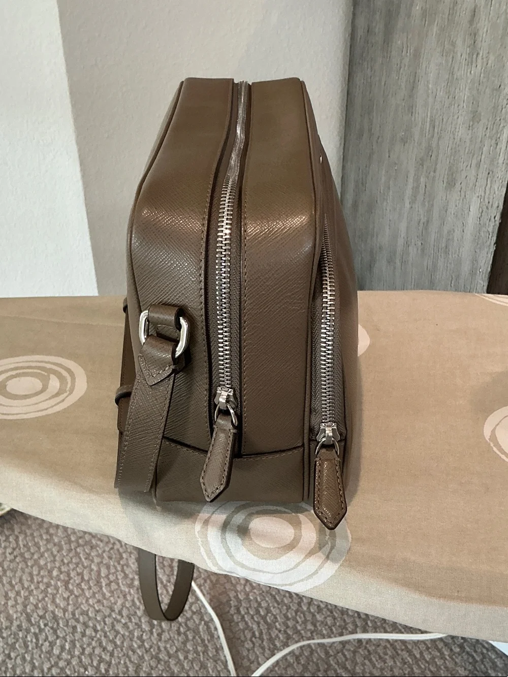 Mont Blanc Taupe Brown Satorial Leather Messenger Bag